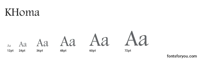 Размеры шрифта KHoma
