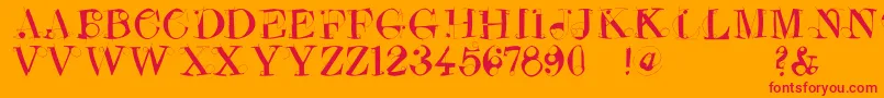 Crazyconstructor-Schriftart – Rote Schriften auf orangefarbenem Hintergrund