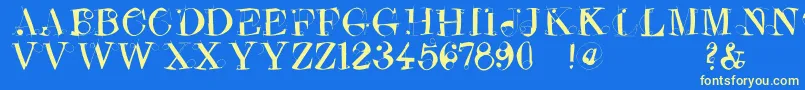 フォントCrazyconstructor – 黄色の文字、青い背景