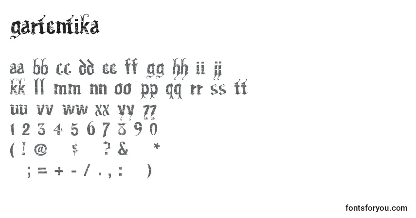 Czcionka Gartentika – alfabet, cyfry, specjalne znaki