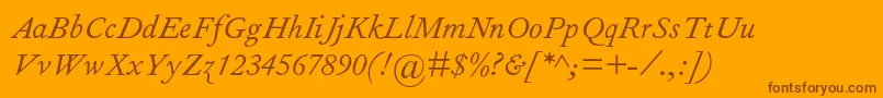 Czcionka FourniermtstdItalic – brązowe czcionki na pomarańczowym tle
