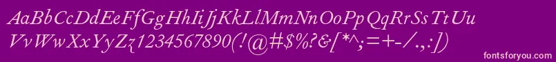 FourniermtstdItalic Font – Pink Fonts on Purple Background