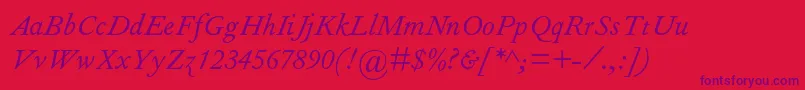 FourniermtstdItalic Font – Purple Fonts on Red Background