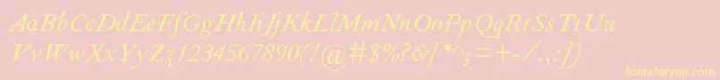 FourniermtstdItalic-Schriftart – Gelbe Schriften auf rosa Hintergrund