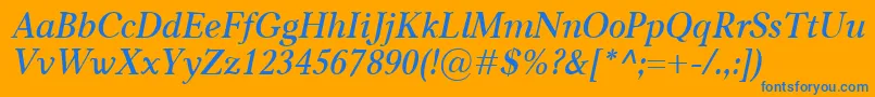 CarniolaSemiboldItalic-Schriftart – Blaue Schriften auf orangefarbenem Hintergrund
