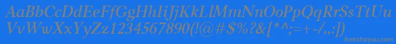 CarniolaSemiboldItalic-Schriftart – Graue Schriften auf blauem Hintergrund