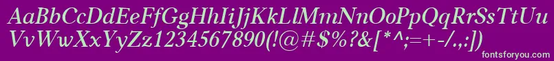 CarniolaSemiboldItalic Font – Green Fonts on Purple Background