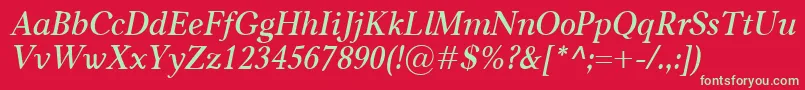 CarniolaSemiboldItalic Font – Green Fonts on Red Background