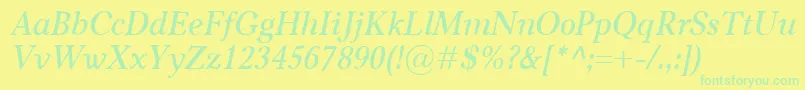 CarniolaSemiboldItalic Font – Green Fonts on Yellow Background