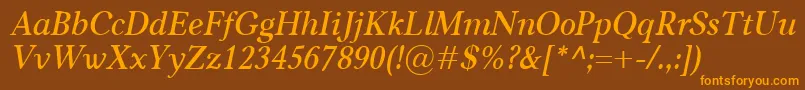 CarniolaSemiboldItalic Font – Orange Fonts on Brown Background