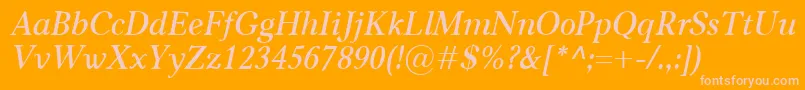CarniolaSemiboldItalic-Schriftart – Rosa Schriften auf orangefarbenem Hintergrund