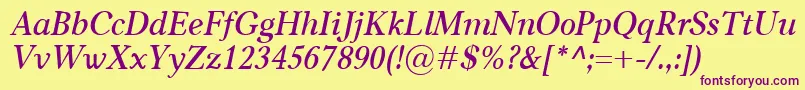 CarniolaSemiboldItalic Font – Purple Fonts on Yellow Background