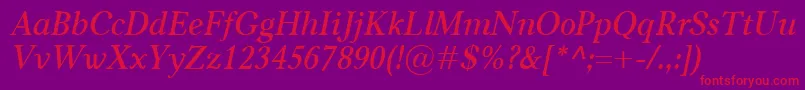 CarniolaSemiboldItalic Font – Red Fonts on Purple Background