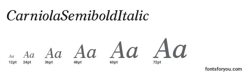 Размеры шрифта CarniolaSemiboldItalic