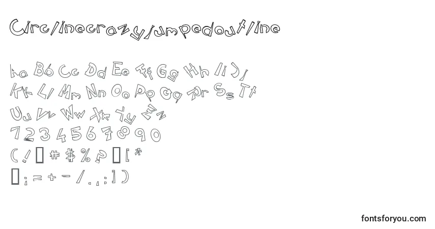 Czcionka Circlinecrazyjumpedoutline – alfabet, cyfry, specjalne znaki