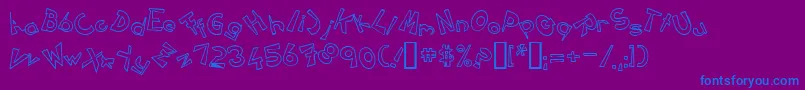 Circlinecrazyjumpedoutline-Schriftart – Blaue Schriften auf violettem Hintergrund