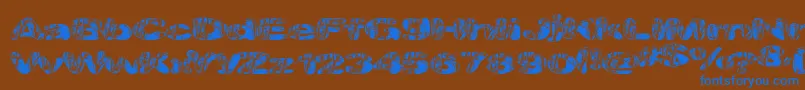 フォントMajorveins – 茶色の背景に青い文字