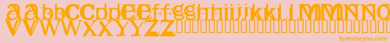 Englishgothic-Schriftart – Orangefarbene Schriften auf rosa Hintergrund