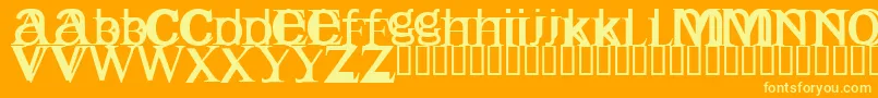 Englishgothic-Schriftart – Gelbe Schriften auf orangefarbenem Hintergrund