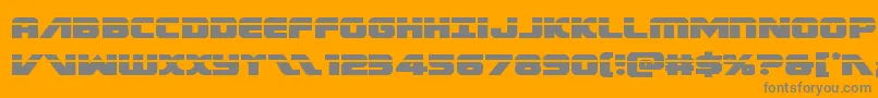 Federalescortlaser-Schriftart – Graue Schriften auf orangefarbenem Hintergrund