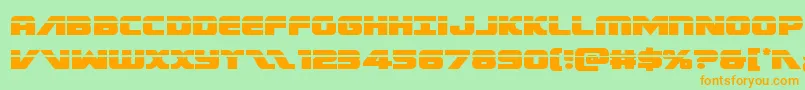 フォントFederalescortlaser – オレンジの文字が緑の背景にあります。