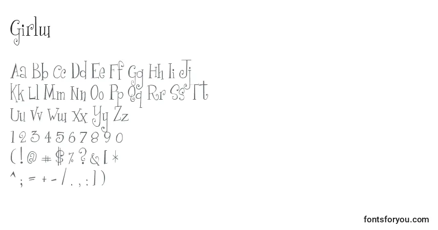 Schriftart Girlw – Alphabet, Zahlen, spezielle Symbole