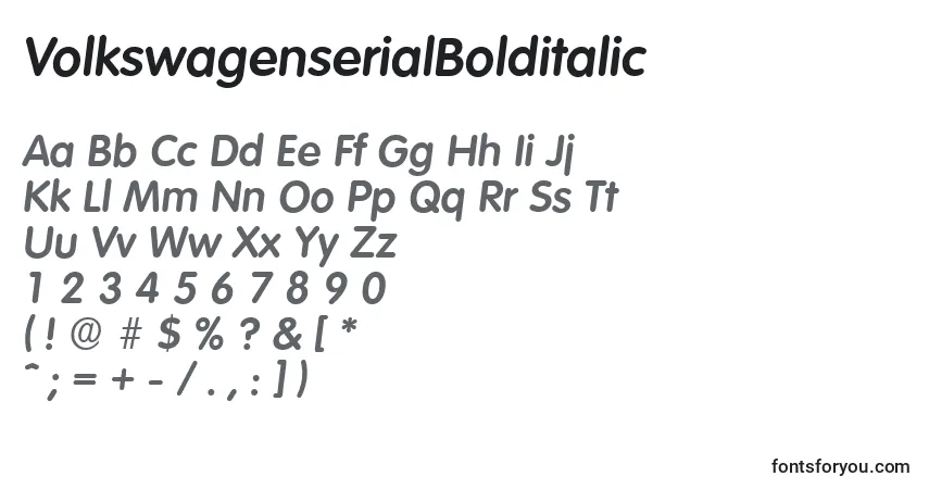 Шрифт VolkswagenserialBolditalic – алфавит, цифры, специальные символы