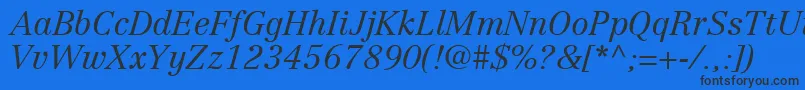 Czcionka CenturyRepriseLightSsiLightItalic – czarne czcionki na niebieskim tle