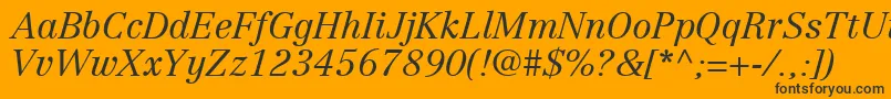 Czcionka CenturyRepriseLightSsiLightItalic – czarne czcionki na pomarańczowym tle