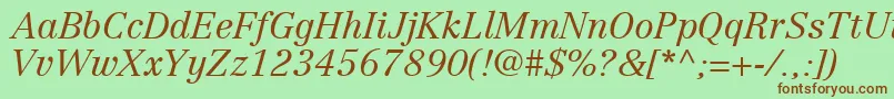 Fonte CenturyRepriseLightSsiLightItalic – fontes marrons em um fundo verde