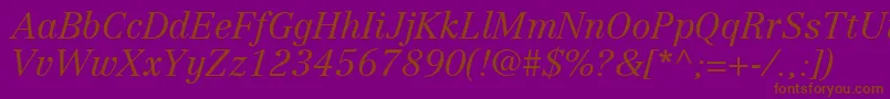 CenturyRepriseLightSsiLightItalic Font – Brown Fonts on Purple Background