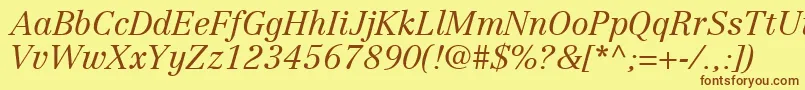 CenturyRepriseLightSsiLightItalic-fontti – ruskeat fontit keltaisella taustalla