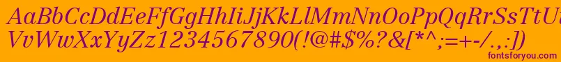 CenturyRepriseLightSsiLightItalic-fontti – violetit fontit oranssilla taustalla