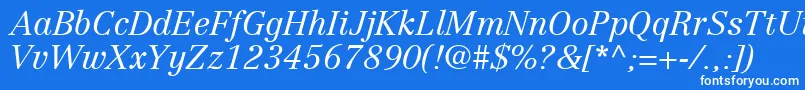 Шрифт CenturyRepriseLightSsiLightItalic – белые шрифты на синем фоне