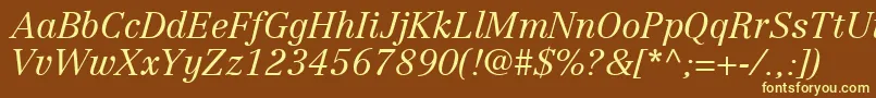 Шрифт CenturyRepriseLightSsiLightItalic – жёлтые шрифты на коричневом фоне