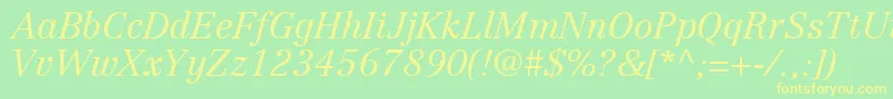 Шрифт CenturyRepriseLightSsiLightItalic – жёлтые шрифты на зелёном фоне