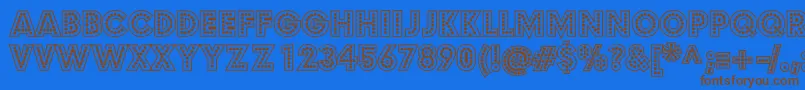 BudmoJigglerBold-Schriftart – Braune Schriften auf blauem Hintergrund