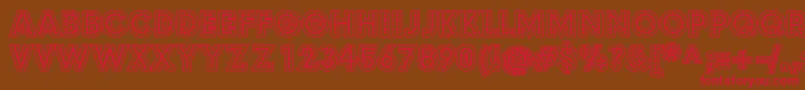 BudmoJigglerBold-Schriftart – Rote Schriften auf braunem Hintergrund