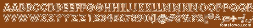 BudmoJigglerBold-Schriftart – Weiße Schriften auf braunem Hintergrund