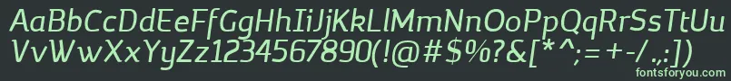 Czcionka MargotRegularItalic – zielone czcionki na czarnym tle