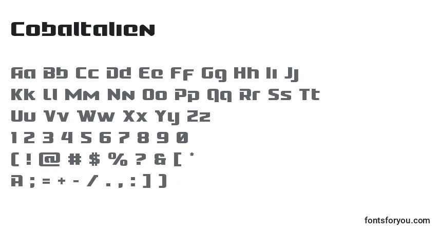 Czcionka Cobaltalien – alfabet, cyfry, specjalne znaki