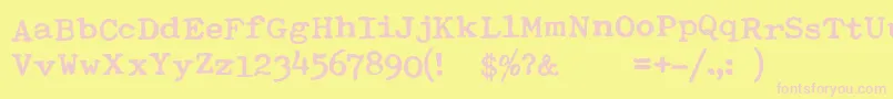 TypewriterRoyal200bold-fontti – vaaleanpunaiset fontit keltaisella taustalla
