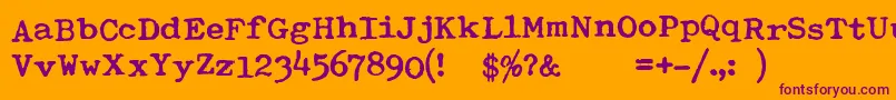 TypewriterRoyal200bold-Schriftart – Violette Schriften auf orangefarbenem Hintergrund