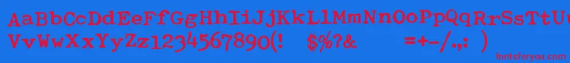 TypewriterRoyal200bold Font – Red Fonts on Blue Background