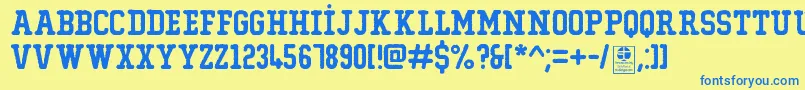 フォントTypoCollegeErodedDemo – 青い文字が黄色の背景にあります。