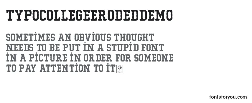 Review of the TypoCollegeErodedDemo Font
