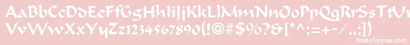 Fonte CalligrapherRegular – fontes brancas em um fundo rosa