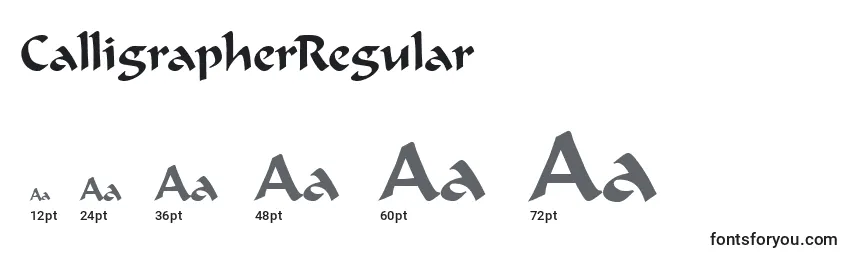 Tamanhos de fonte CalligrapherRegular
