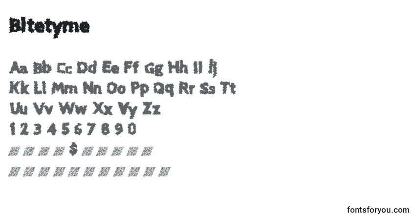 Schriftart Bitetyme – Alphabet, Zahlen, spezielle Symbole