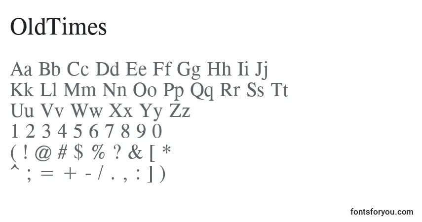 Schriftart OldTimes – Alphabet, Zahlen, spezielle Symbole